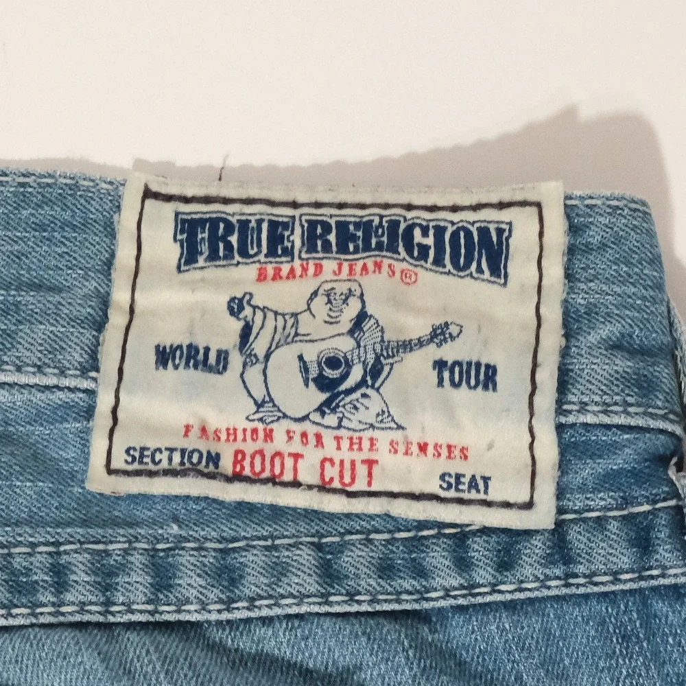True Religion Jeans Womens 34 x 32 Blue Denim Bootcut Flaws On Pockets